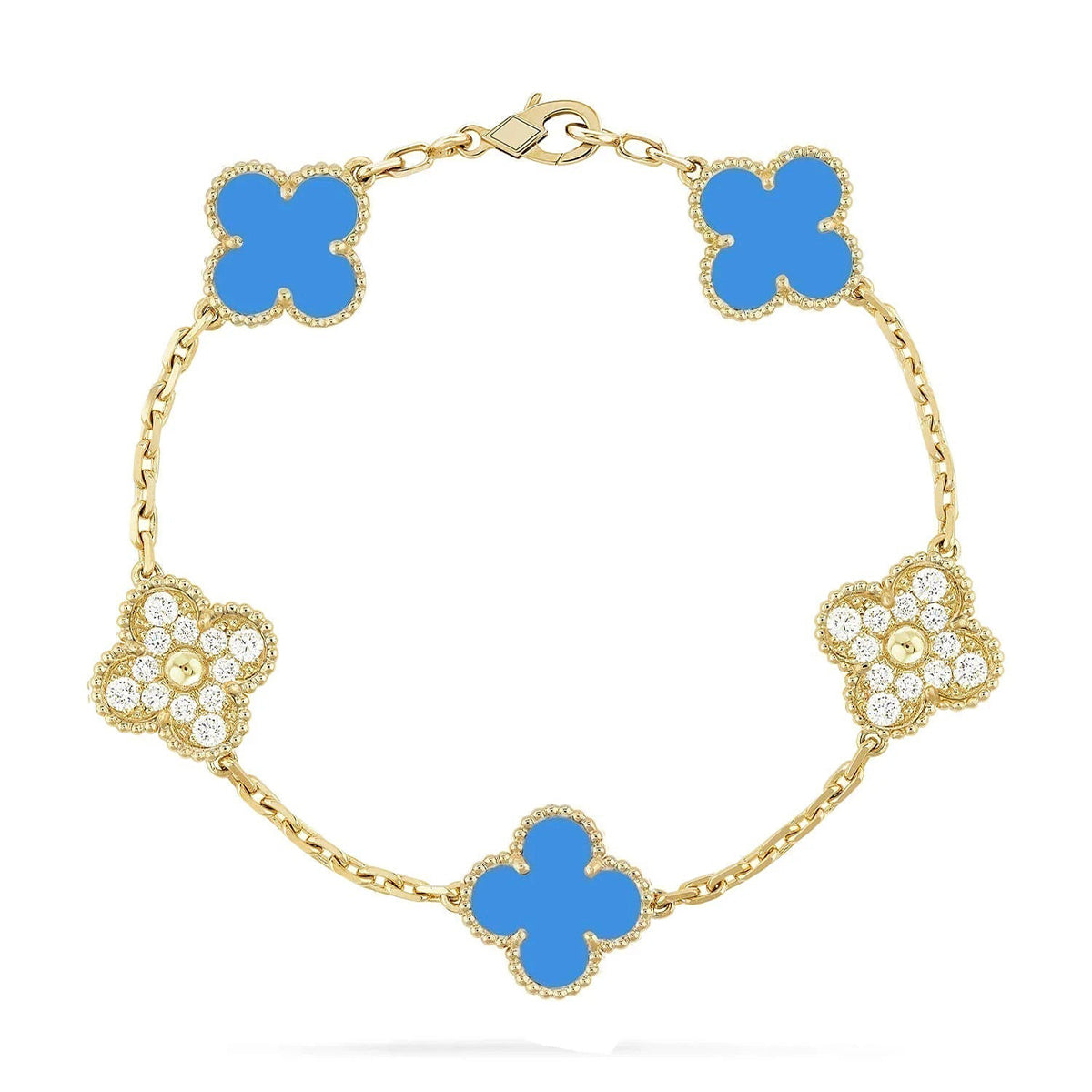 [⭐Hevara Jewelry] CLOVER 5 MOTIF BLUE AGATE BRACELET COLLECTION