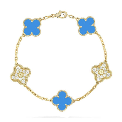 [⭐Hevara Jewelry] CLOVER 5 MOTIF BLUE AGATE BRACELET COLLECTION
