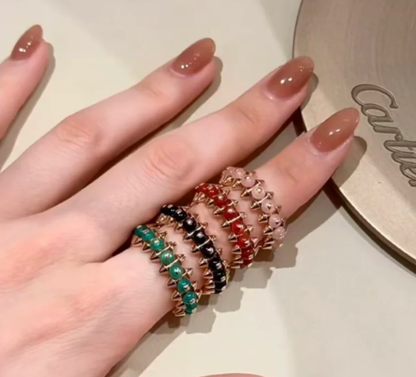 [⭐Hevara Jewelry]CLASH ELEGANT ROSE GOLD RING FEATURING NATURAL AGATE