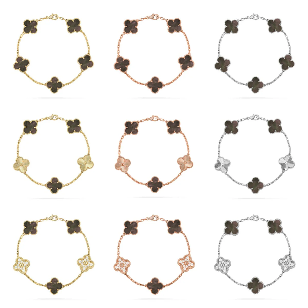 [⭐Hevara Jewelry] CLOVER 5 MOTIF GRAY MOP BRACELET COLLECTION