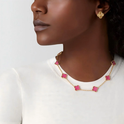 [⭐Hevara Jewelry]CLOVER 10 MOTIFS  NEW BUBBLE PINK ENAMEL