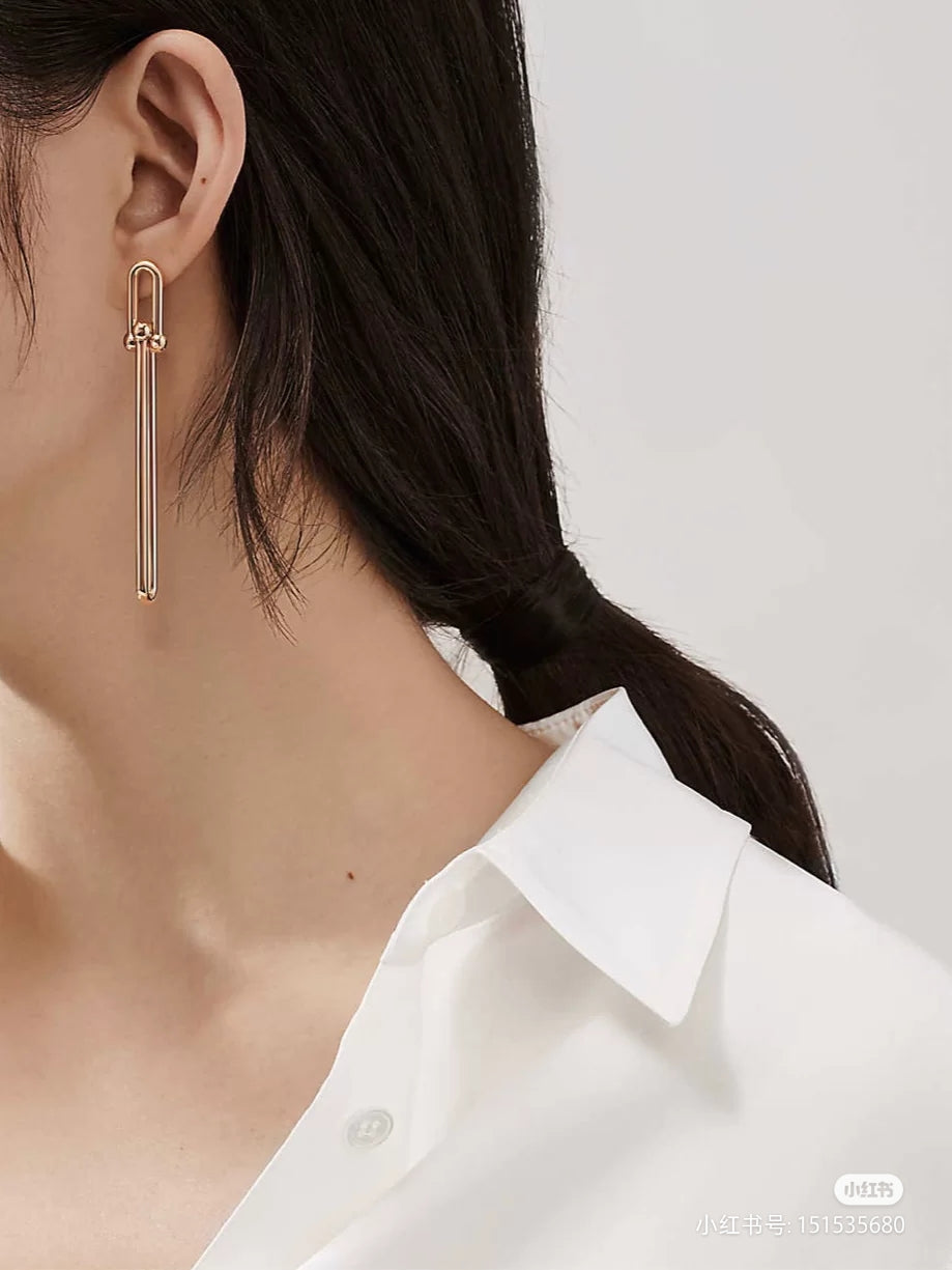 [Hevara Jewelry]HARDWEAR DOUBLE LONG LINK EARRINGS
