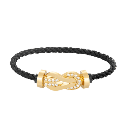 [⭐Hevara Jewelry]CHANCE LARGE 8 FIGURE BUCKLE HALF DIAMOND BRACELET GOLD