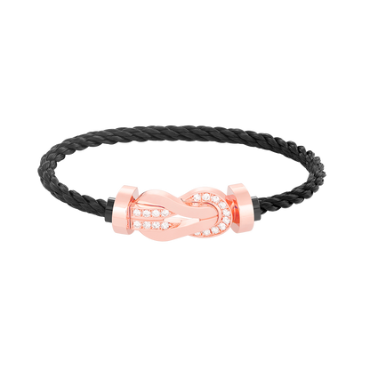 [⭐Hevara Jewelry]CHANCE LARGE 8 FIGURE BUCKLE HALF DIAMOND BRACELET ROSE GOLD