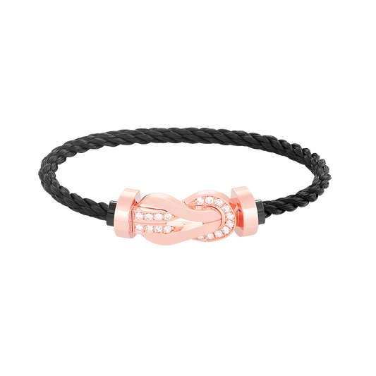 [⭐Hevara Jewelry]CHANCE LARGE 8 FIGURE BUCKLE HALF DIAMOND BRACELET ROSE GOLD