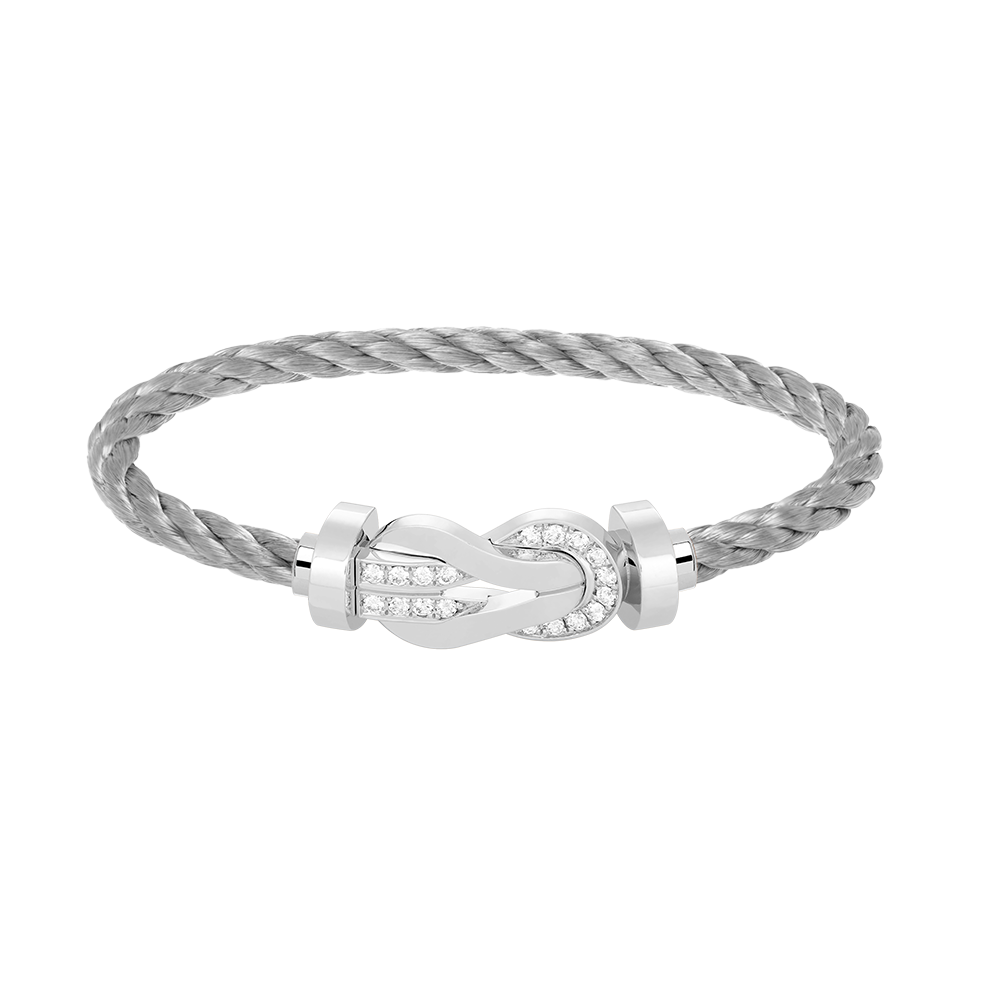 [⭐Hevara Jewelry]CHANCE LARGE 8 FIGURE BUCKLE HALF DIAMOND BRACELET SILVER