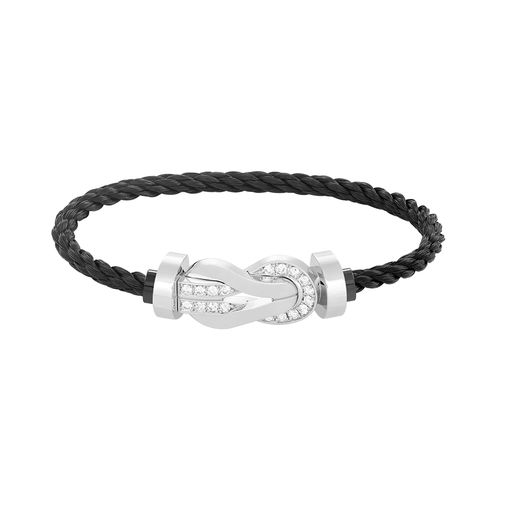 [⭐Hevara Jewelry]CHANCE LARGE 8 FIGURE BUCKLE HALF DIAMOND BRACELET SILVER
