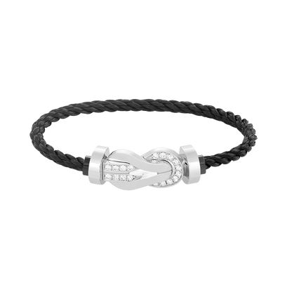 [⭐Hevara Jewelry]CHANCE LARGE 8 FIGURE BUCKLE HALF DIAMOND BRACELET SILVER