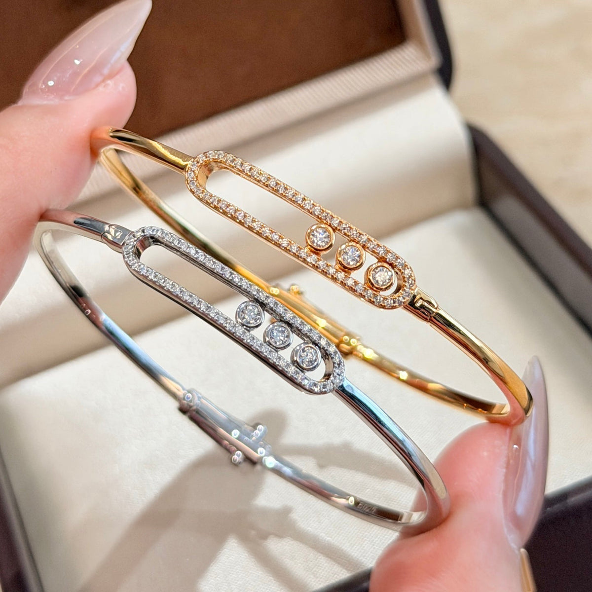 [⭐Hevara Jewelry]Move Pavé Diamond Bangle Bracelet M