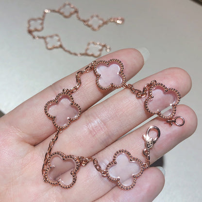 [⭐Hevara Jewelry]CLOVER 5 MOTIF ROCK CRYSTAL BRACELET