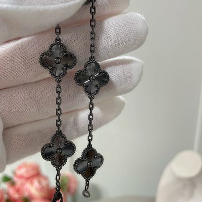 [⭐Hevara Jewelry]CLOVER 5 MOTIF BLACK BRACELET