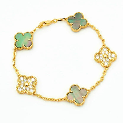 [⭐Hevara Jewelry] CLOVER 5 MOTIF GRAY MOP BRACELET COLLECTION