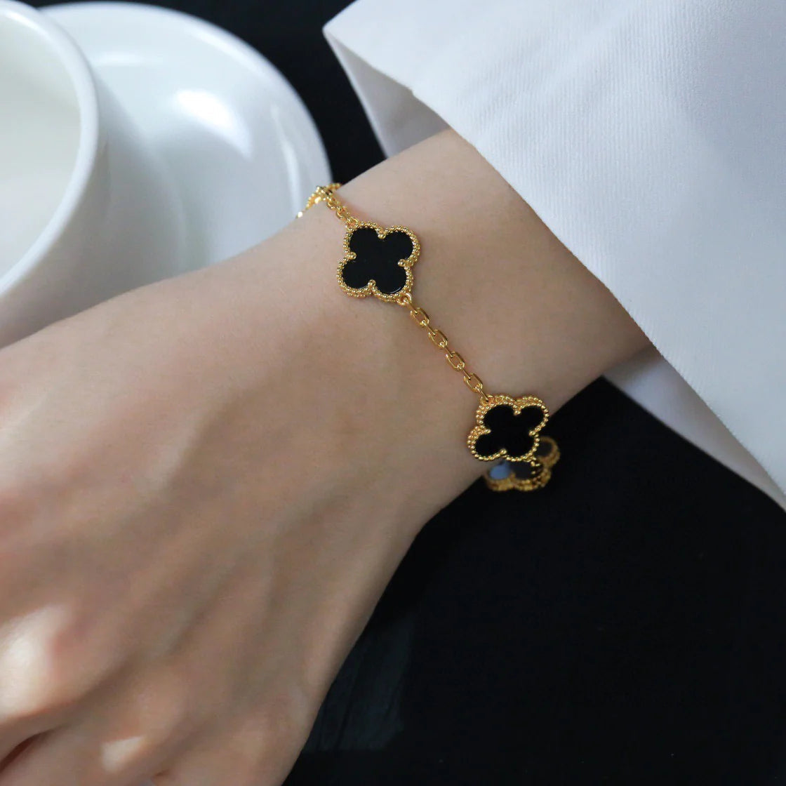 [⭐Hevara Jewelry] CLOVER 5 MOTIF ONYXS BRACELET COLLECTION