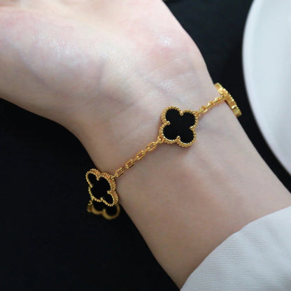 [⭐Hevara Jewelry] CLOVER 5 MOTIF ONYXS BRACELET COLLECTION
