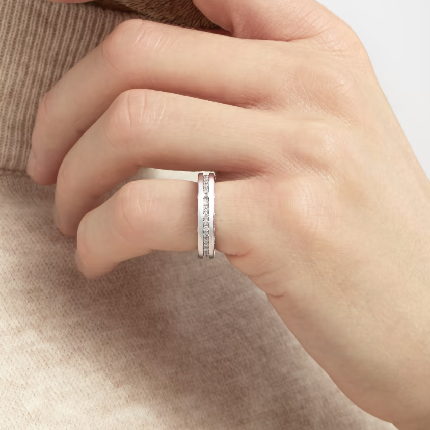 [⭐Hevara Jewelry]ZERO 1 ONE-BAND PAVED DIAMONDS ON THE SPIRAL RING