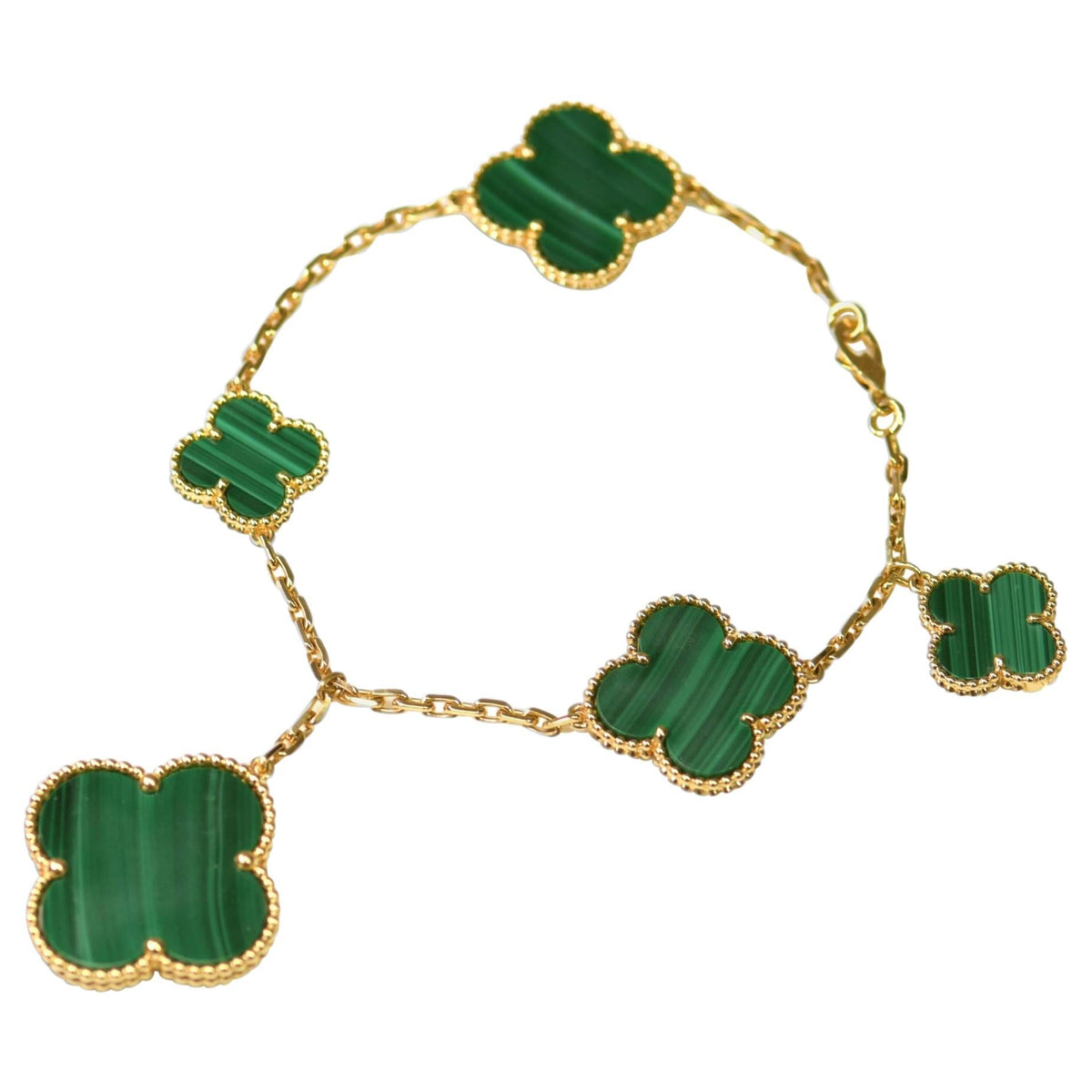 [⭐Hevara Jewelry]MAGIC CLOVER MALACHITE GOLD BRACELET 5 MOTIFS