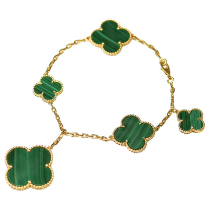 [⭐Hevara Jewelry]MAGIC CLOVER MALACHITE GOLD BRACELET 5 MOTIFS