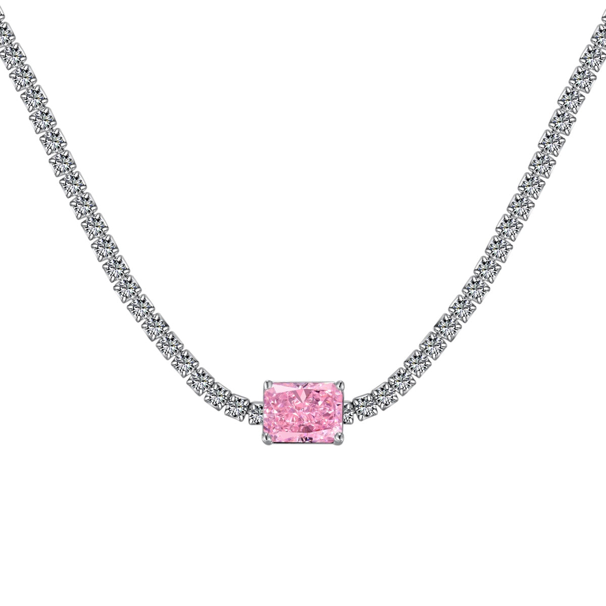 [Hevara Jewelry]2.0 carat Ornate Emerald Cut Necklace
