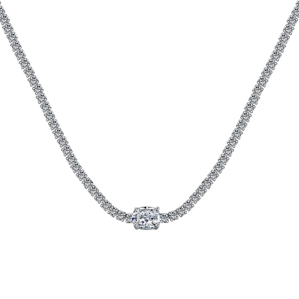 [Hevara Jewelry]1.0 Carat Shining Oval Cut Necklace