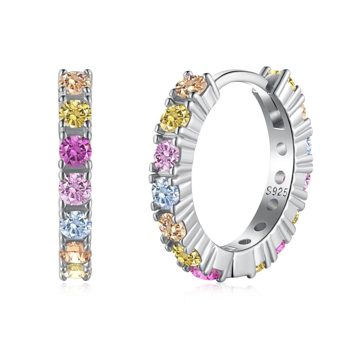 [Hevara Jewelry]Radiant Colorful Round Cut Earrings