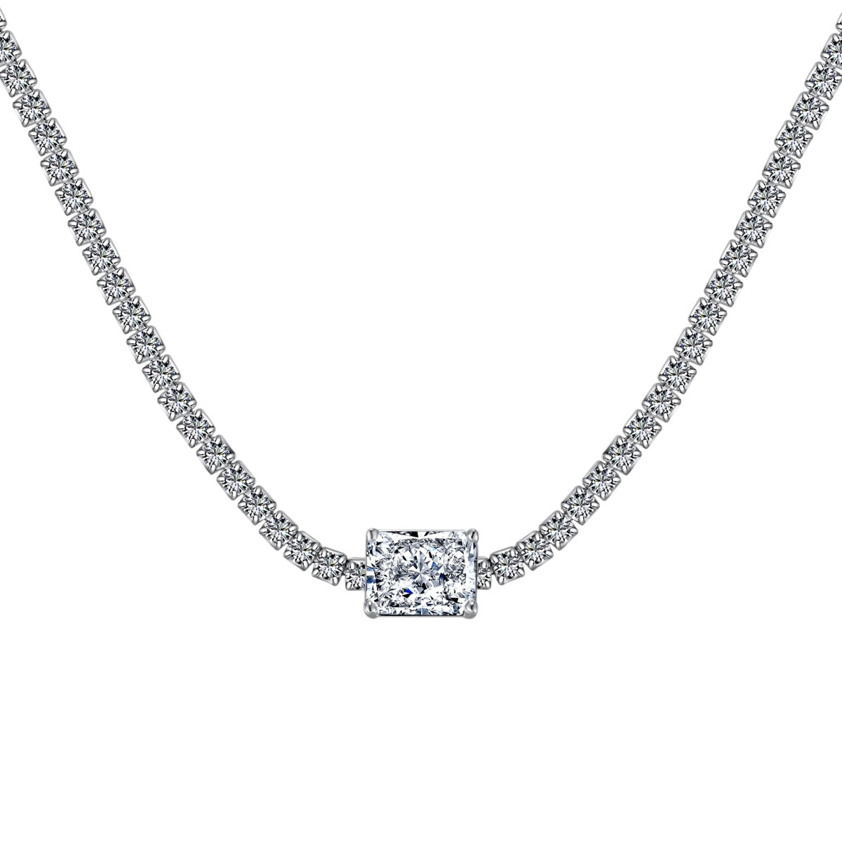 [Hevara Jewelry]2.0 carat Ornate Emerald Cut Necklace