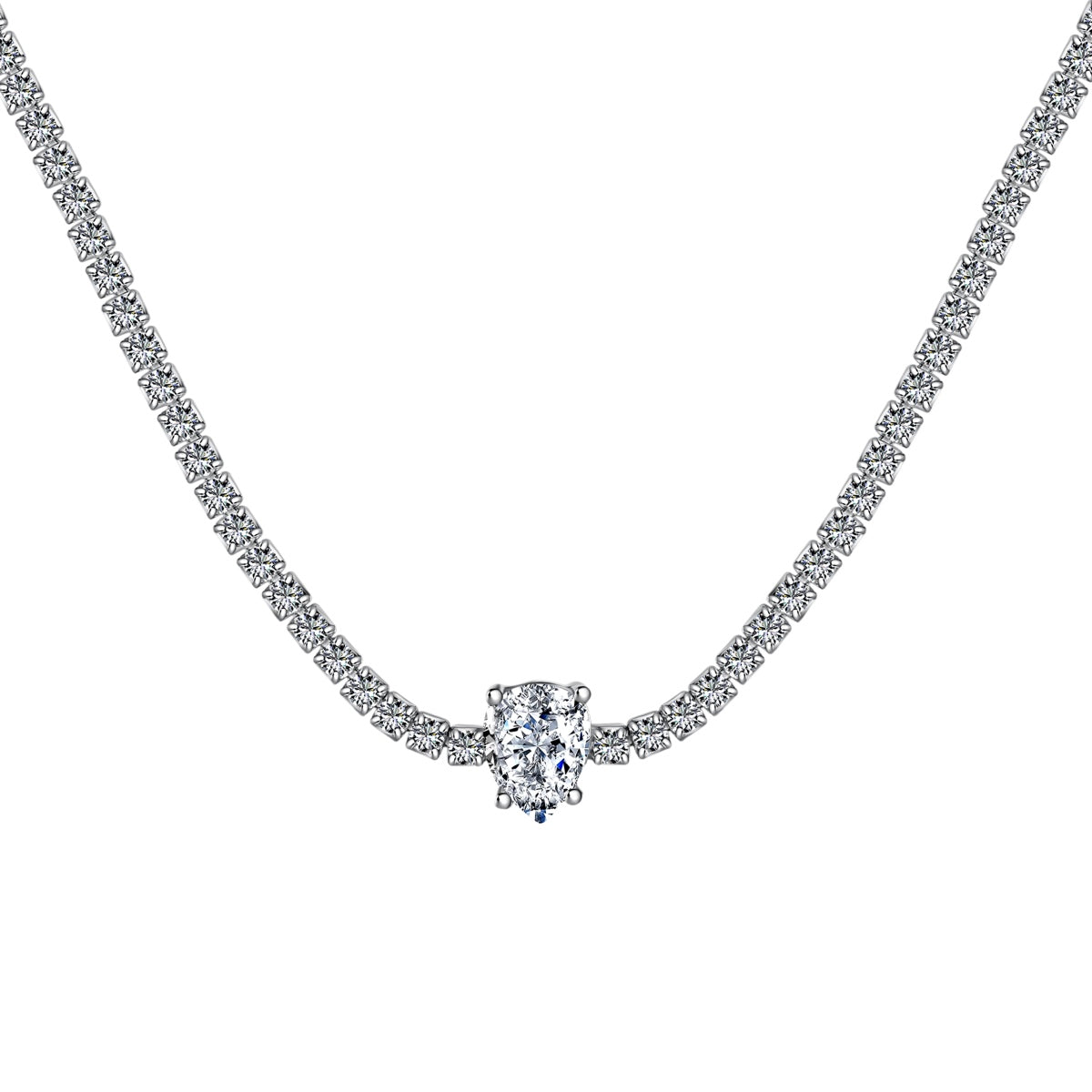 [Hevara Jewelry]1.0 carat Unique Pear Cut Tennis Necklace