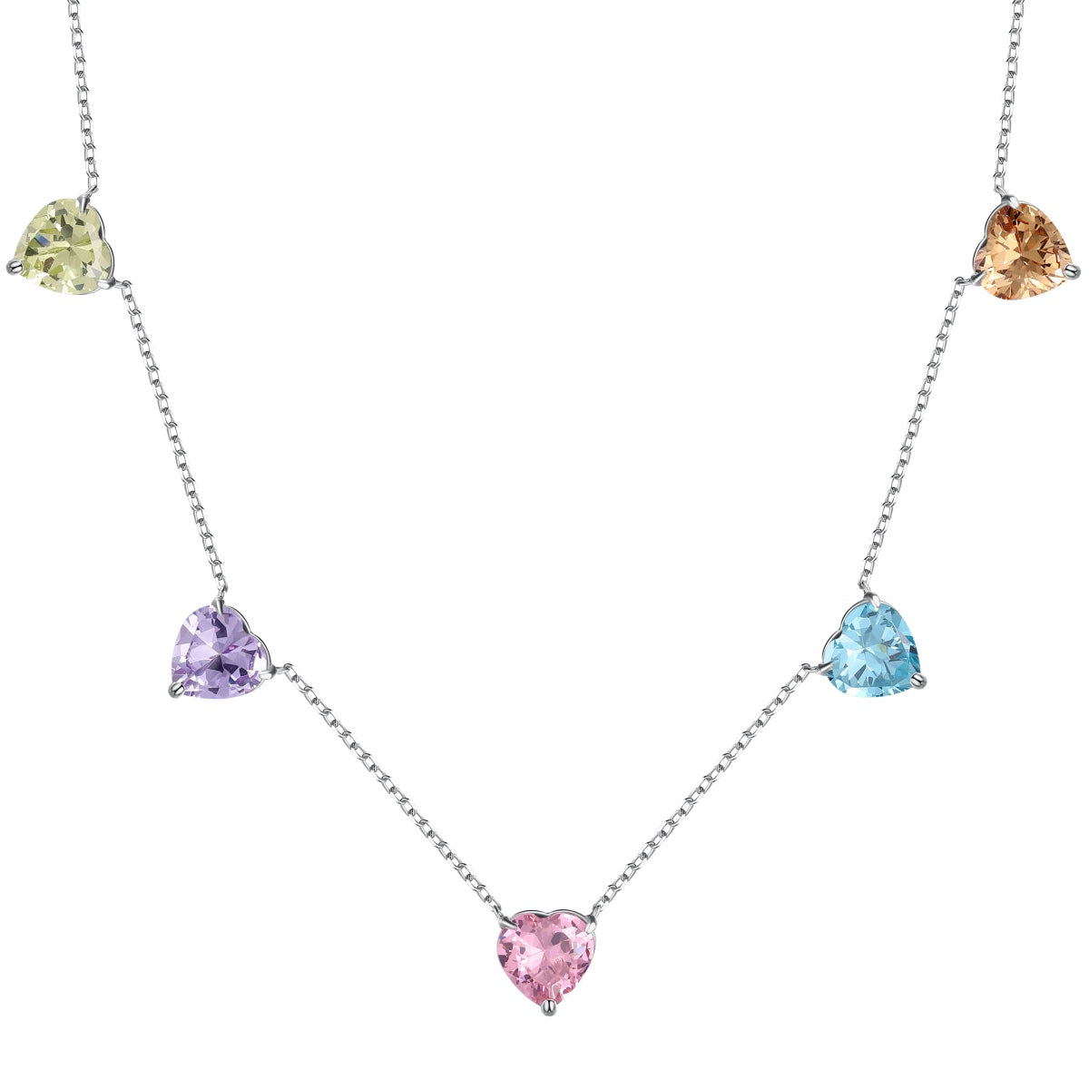 [Hevara Jewelry]Sparkling Colorful Heart Cut Necklace