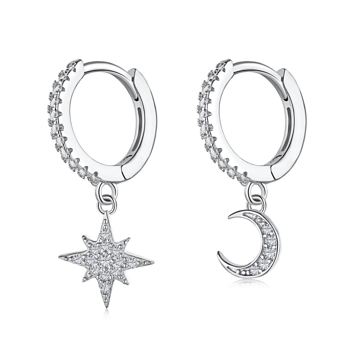 [Hevara Jewelry]Star and Moon Asymmetric Earrings