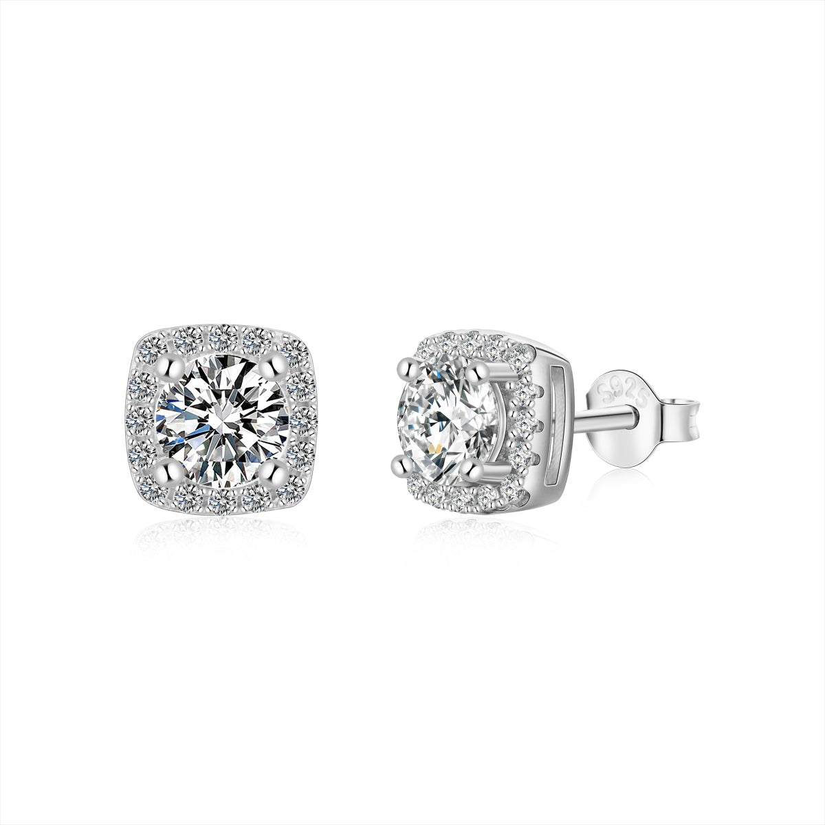 [Hevara Jewelry]Classic Round Center Stone Stud Earrings