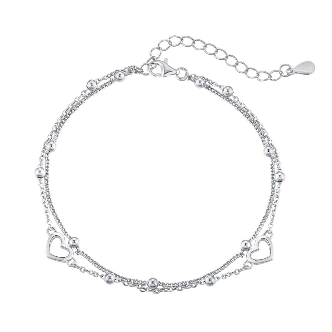 [Hevara Jewelry]Dainty Double Layer Love Heart Bracelet