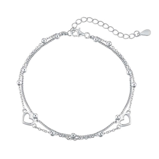[Hevara Jewelry]Dainty Double Layer Love Heart Bracelet