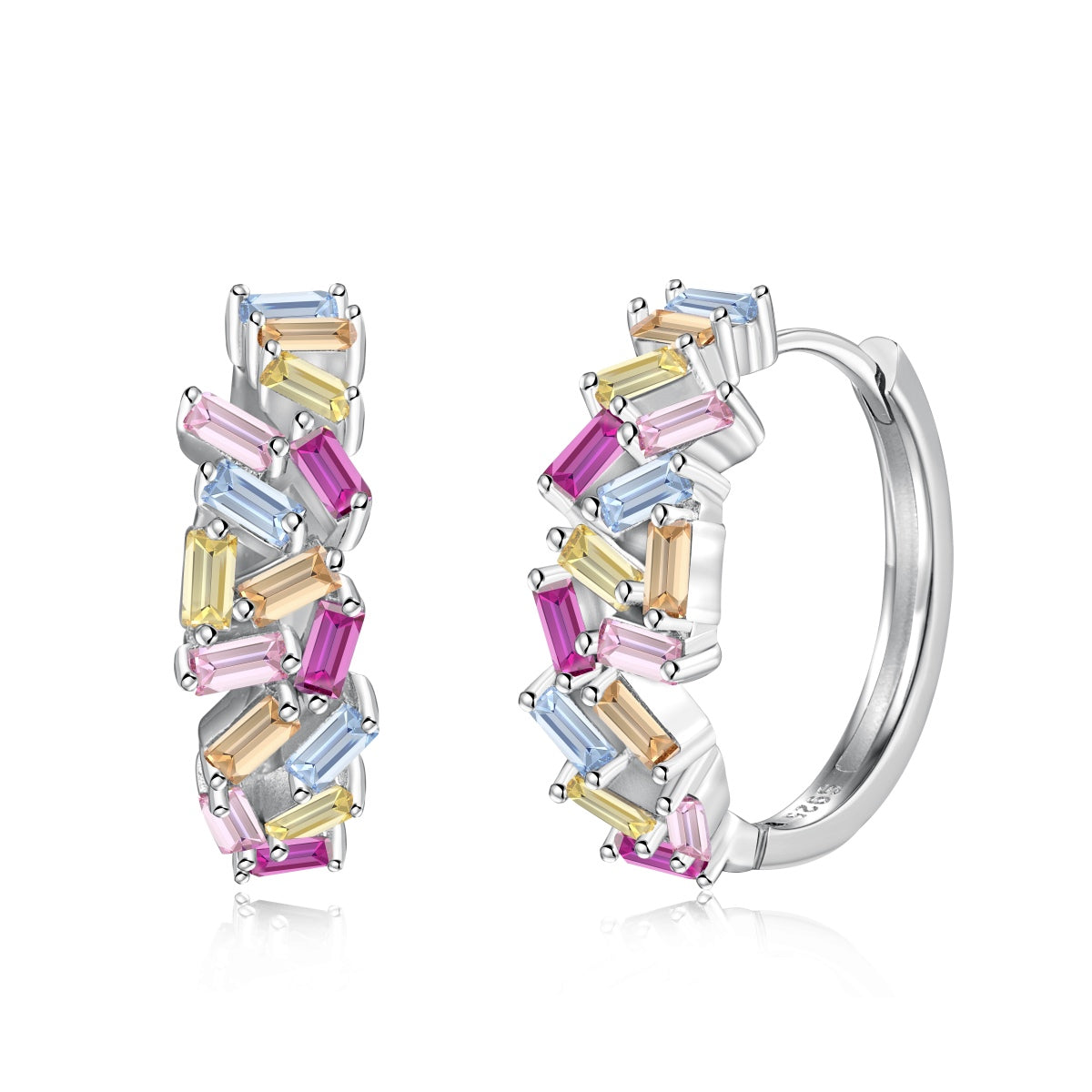 [Hevara Jewelry]Dazzling Colorful Emerald Cut Daily Earrings