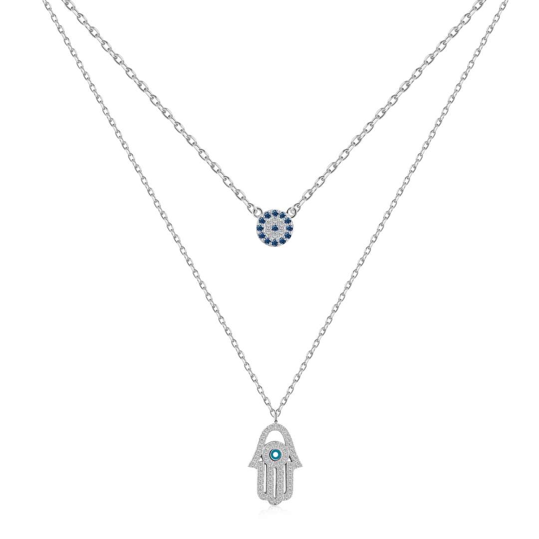 [Hevara Jewelry]Demon Eye Hamsa Palm Necklace