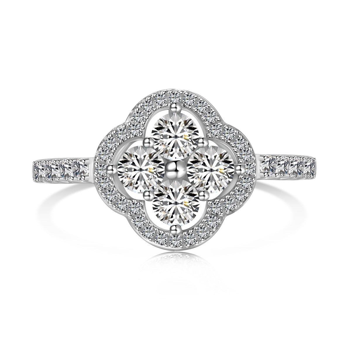 [Hevara Jewelry]Four Leaf Clover Flower Design Ring