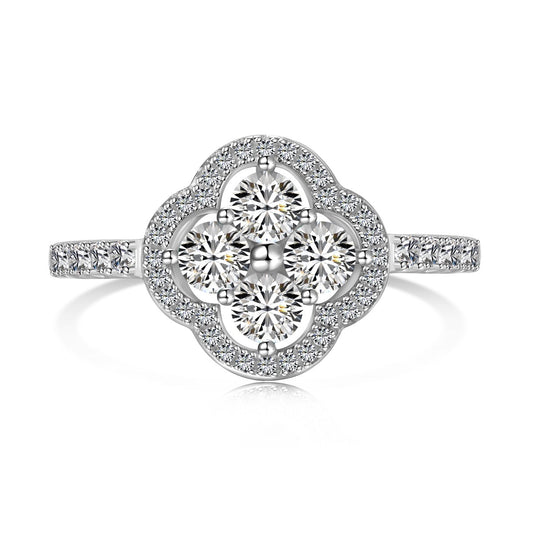 [Hevara Jewelry]Four Leaf Clover Flower Design Ring