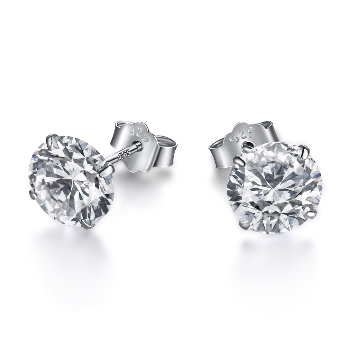 [Hevara Jewelry]Stylish Shiny Round Center Stone Stud Earrings