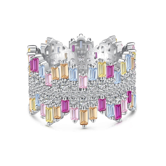 [Hevara Jewelry]Luxurious Colorful Radiant Cut Daily Ring