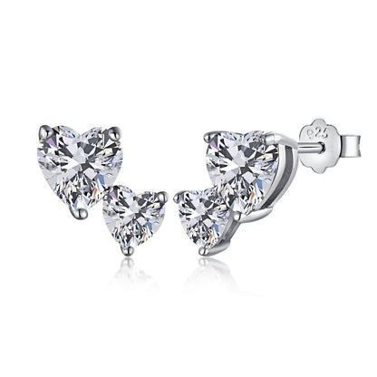 [Hevara Jewelry]Double Heart-Shape Classic Princess Style Earrings