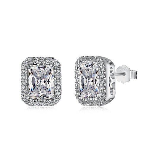 [Hevara Jewelry]1.0 Carat Luxurious Dainty Emerald Cut Daily Earrings