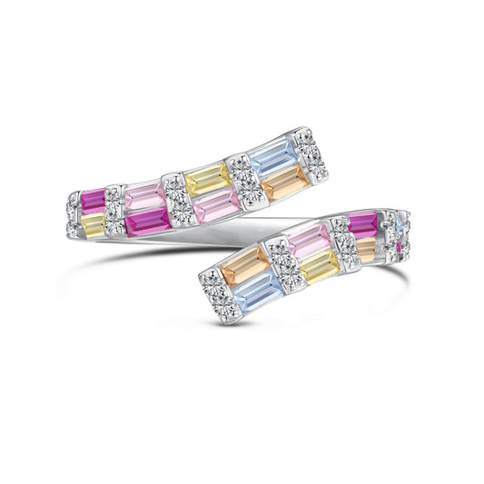 [Hevara Jewelry]Charming Colorful Radiant Cut Adjustable Daily Ring