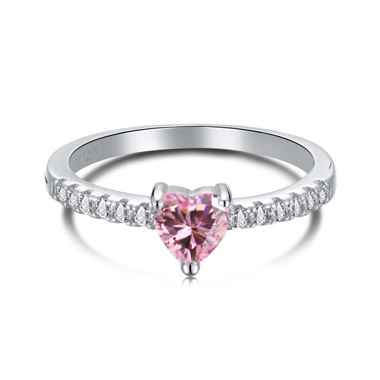 [Hevara Jewelry]0.5 Carat CaratEternity Charming Heart Shape Lover Ring