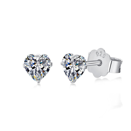 [Hevara Jewelry]Sparkling Heart Shaped Simple Earrings