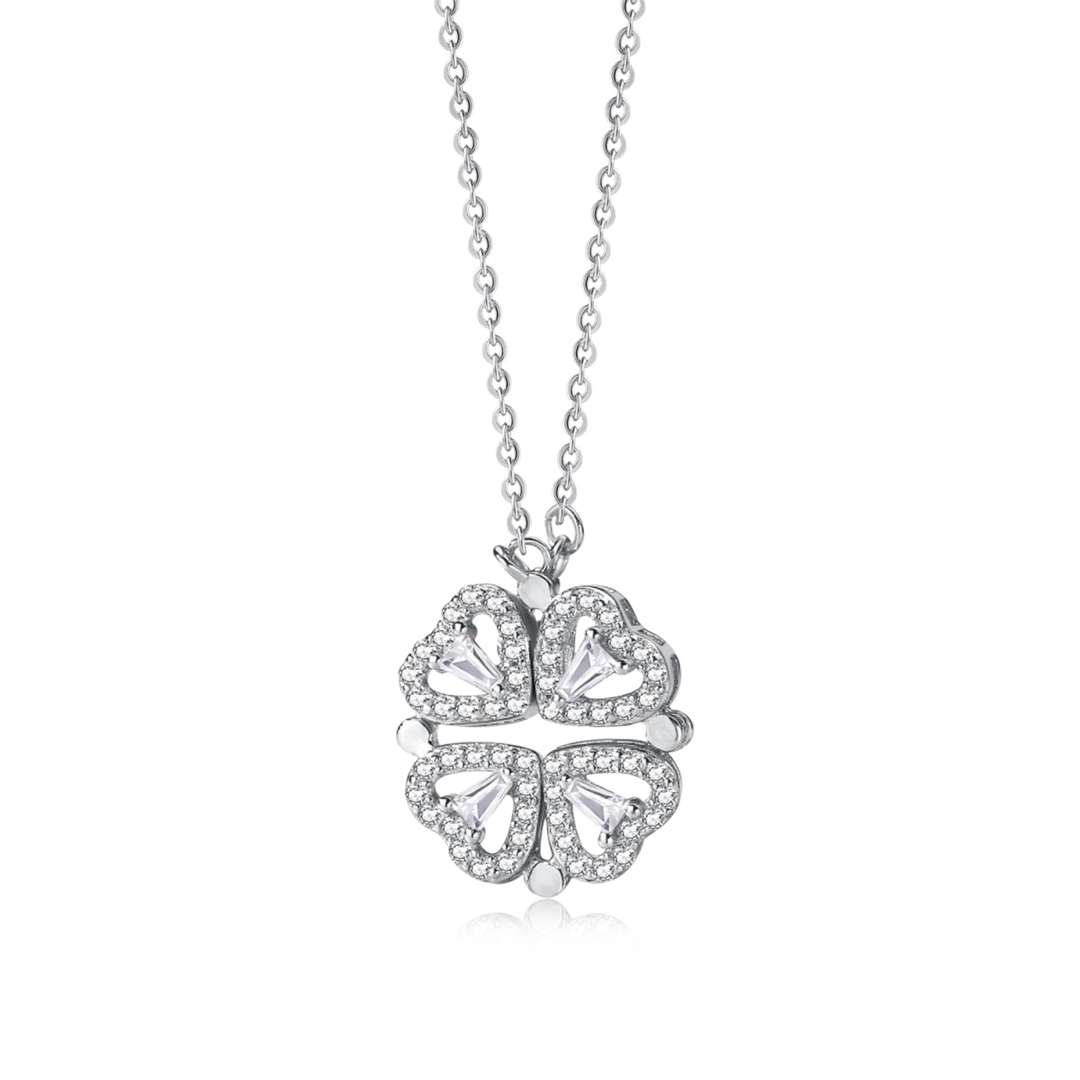 [Hevara Jewelry]Ornate Heart Cut Flower Shape Necklace