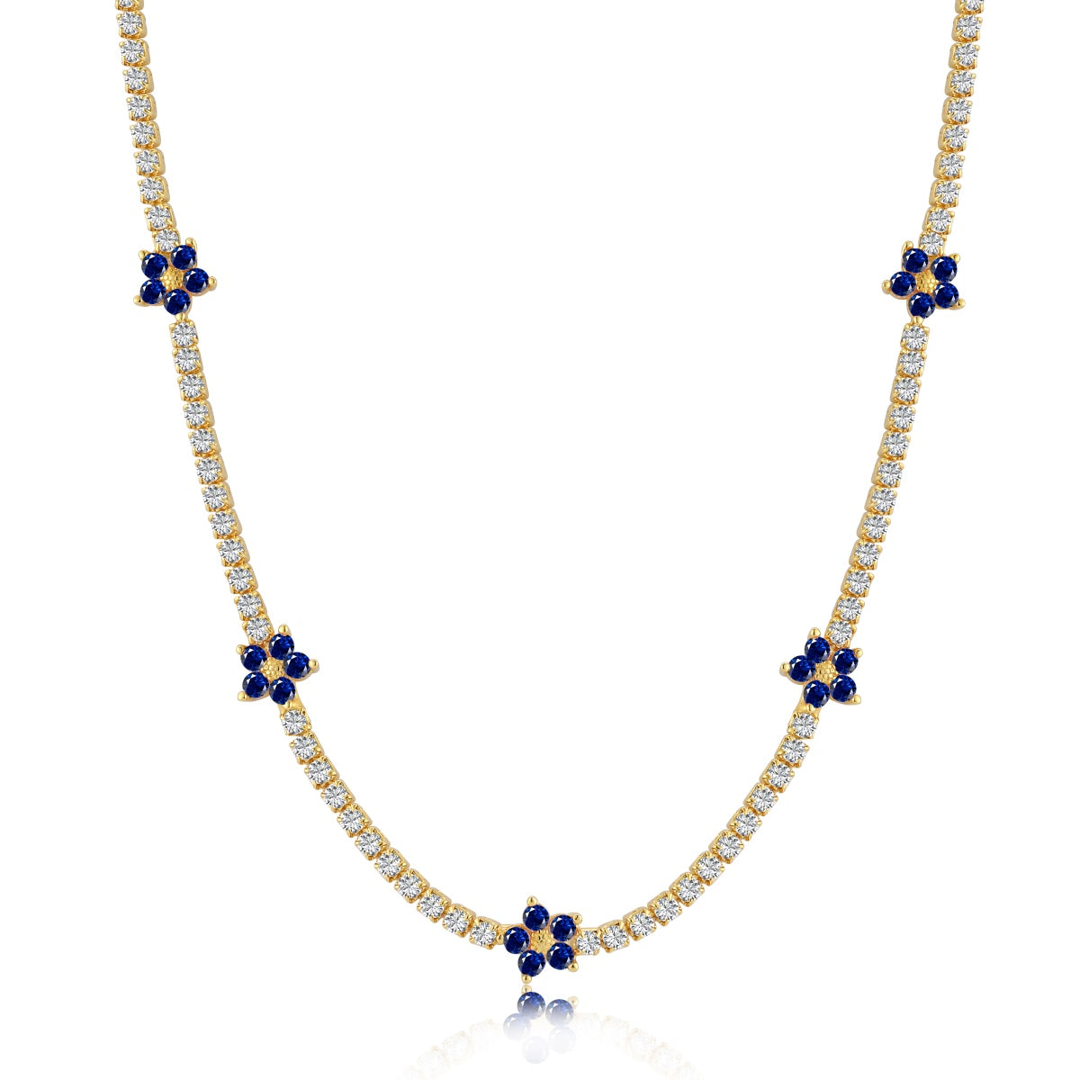 [Hevara Jewelry]Luxurious Colorful Flower Tennis Necklace