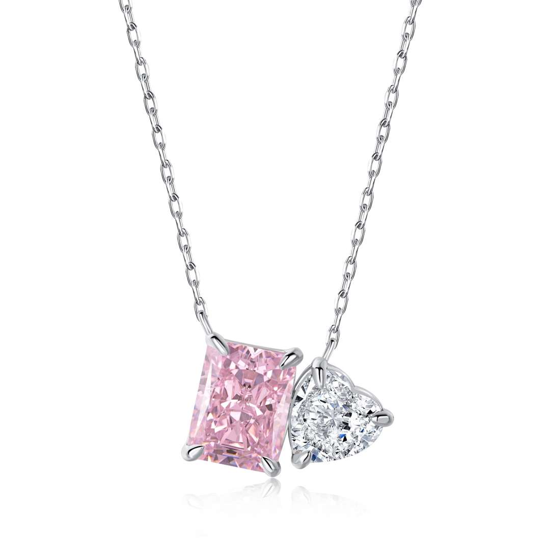 [Hevara Jewelry]Dazzling Square & Heart Shape Necklace