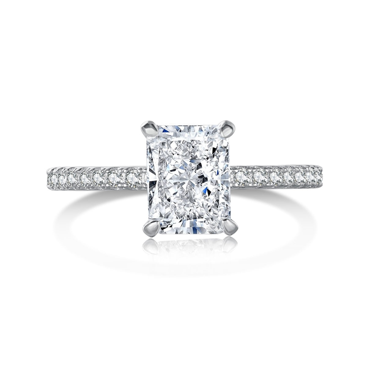 [Hevara Jewelry]2.0 Carat Dazzling Sparkling Radiant Cut Party Ring