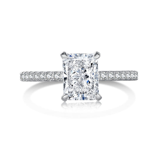 [Hevara Jewelry]2.0 Carat Dazzling Sparkling Radiant Cut Party Ring