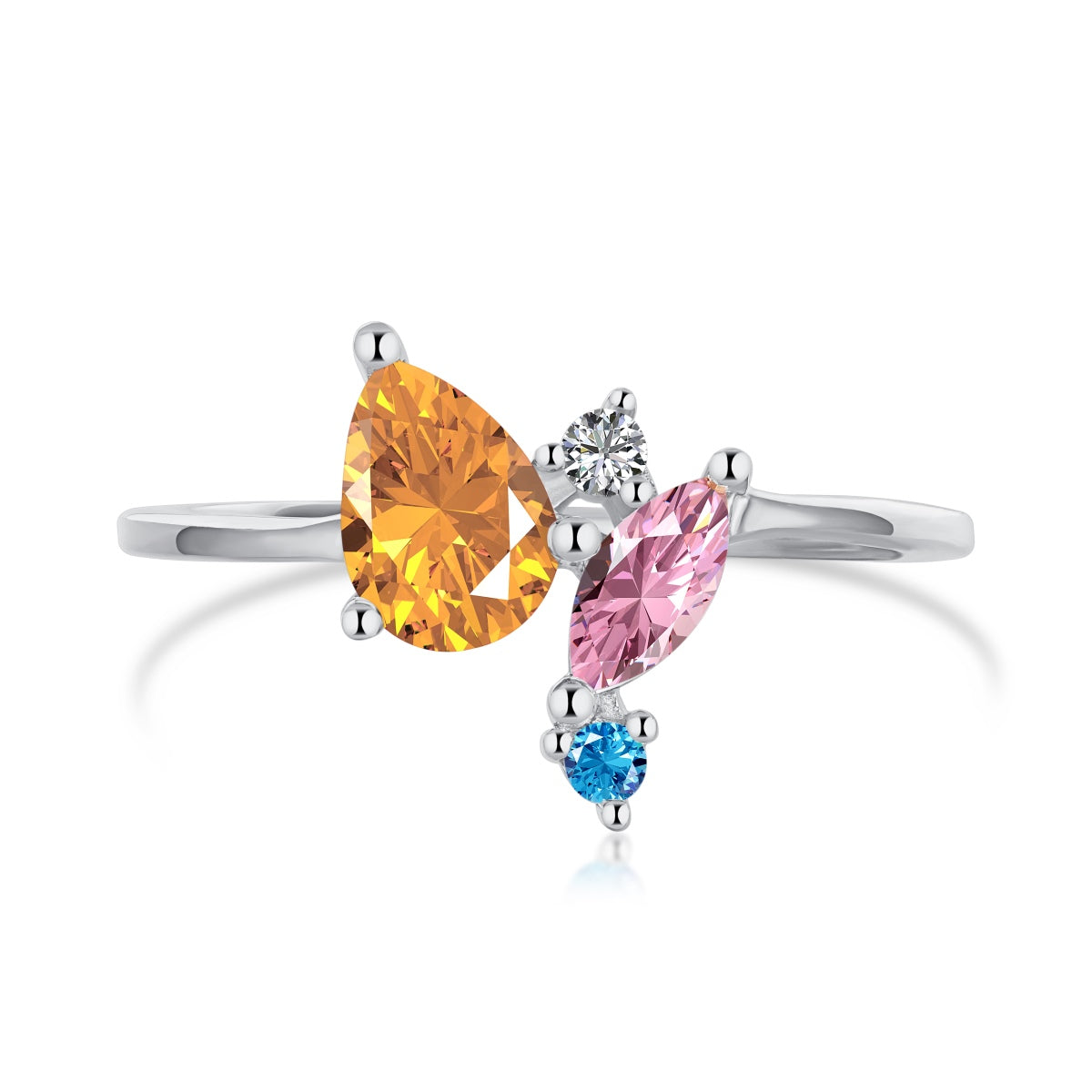 [Hevara Jewelry]Radiant Colorful Multi Cut Daily Ring