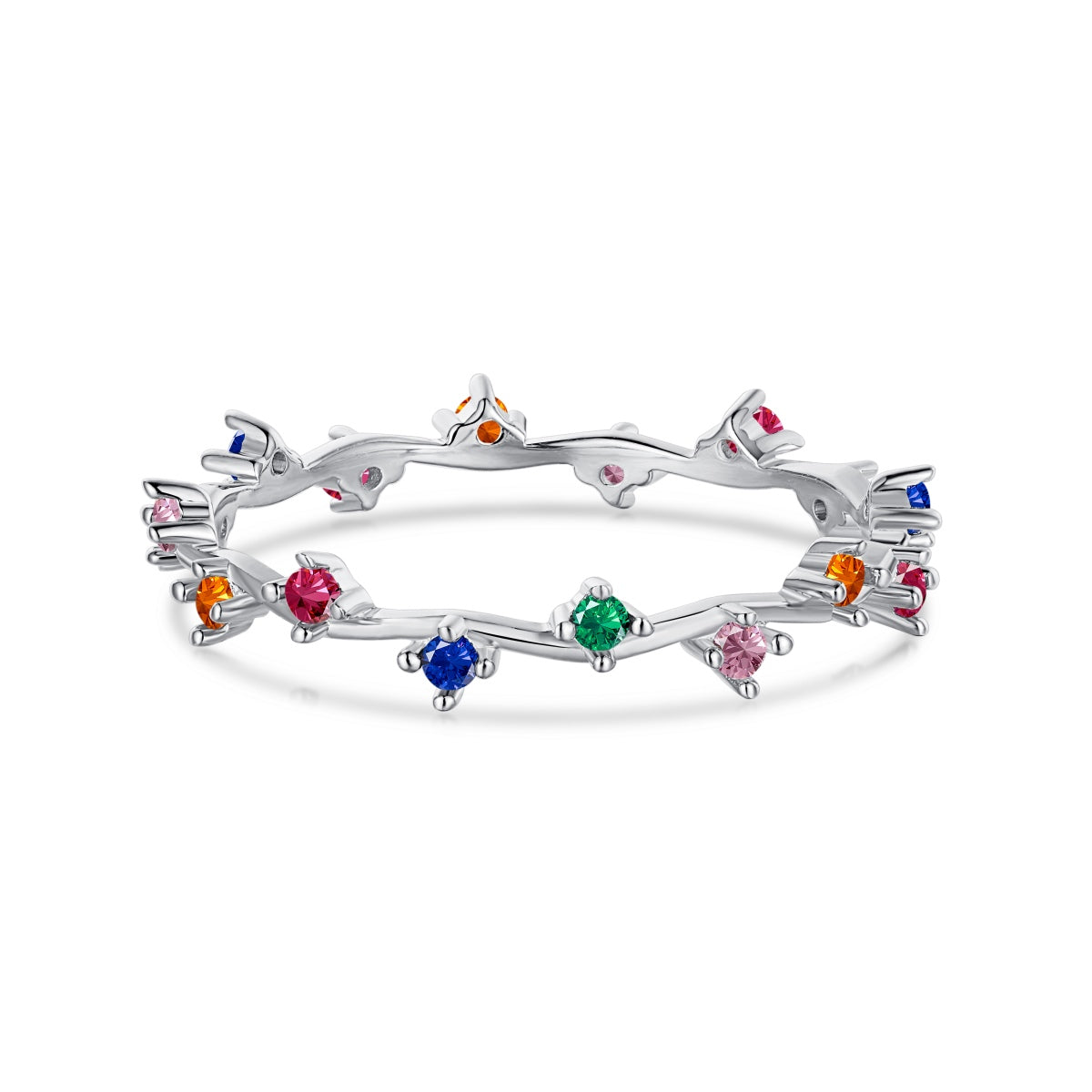 [Hevara Jewelry]Radiant Colorful Round Cut Daily Ring