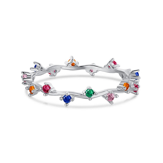 [Hevara Jewelry]Radiant Colorful Round Cut Daily Ring